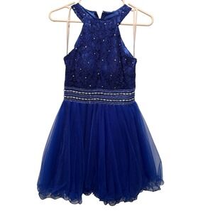 Cindy USA Prom Dress Royal Blue Small Lace Tulle Rhinestone Formal Homecoming
